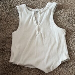 No Boundaries White Ribbed Button Top